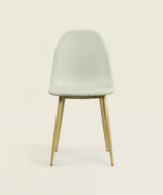 Καρέκλα Nina υφασμάτινη σε μπεζ χρώμα με μεταλλικά πόδια στο χρώμα του ξύλου - Image 2