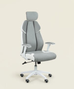 Καρέκλα γραφείου διευθυντική Torck από ύφασμα microfiber & τεχνητό δέρμα σε γκρι και λευκό χρώμα