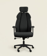 Καρέκλα γραφείου διευθυντική Torck από ύφασμα microfiber & τεχνητό δέρμα σε μαύρο χρώμα - Image 2