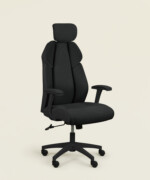 Καρέκλα γραφείου διευθυντική Torck από ύφασμα microfiber & τεχνητό δέρμα σε μαύρο χρώμα