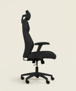 Καρέκλα γραφείου διευθυντική Torck από ύφασμα microfiber & τεχνητό δέρμα σε μαύρο χρώμα - Image 3