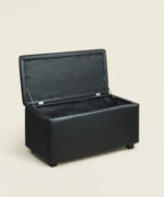 Ταμπουρέ από τεχνητό δέρμα σε μαύρο χρώμα με αποθηκευτικό χώρο - Image 5