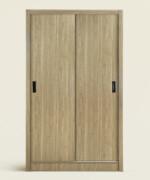 Ντουλάπα ξύλινη δίφυλλη με συρόμενες πόρτες σε χρώμα φυσικό - Image 2