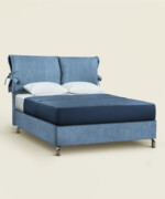 Κρεβάτι Hypnos υφασμάτινο 150-160Χ190/200εκ. διπλό σε denim blue χρώμα