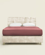 Κρεβάτι Sting king size 190-200Χ190/200εκ. υφασμάτινο velvet touch σε χρώμα champagne beige - Image 5