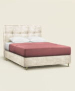 Κρεβάτι Sting king size 190-200Χ190/200εκ. υφασμάτινο velvet touch σε χρώμα champagne beige
