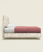 Κρεβάτι Sting king size 190-200Χ190/200εκ. υφασμάτινο velvet touch σε χρώμα champagne beige - Image 2