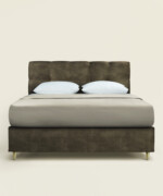 Κρεβάτι Sting ημίδιπλο 140Χ190/200εκ. υφασμάτινο velvet touch σε χρώμα καφέ σκούρο - Image 5