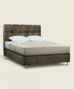 Κρεβάτι Sting ημίδιπλο 140Χ190/200εκ. υφασμάτινο velvet touch σε χρώμα καφέ σκούρο