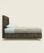 Κρεβάτι Sting ημίδιπλο 140Χ190/200εκ. υφασμάτινο velvet touch σε χρώμα καφέ σκούρο - Image 2