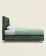 Κρεβάτι Sting ημίδιπλο 130Χ190/200εκ. υφασμάτινο velvet touch σε χρώμα κυπαρισσί - Image 2