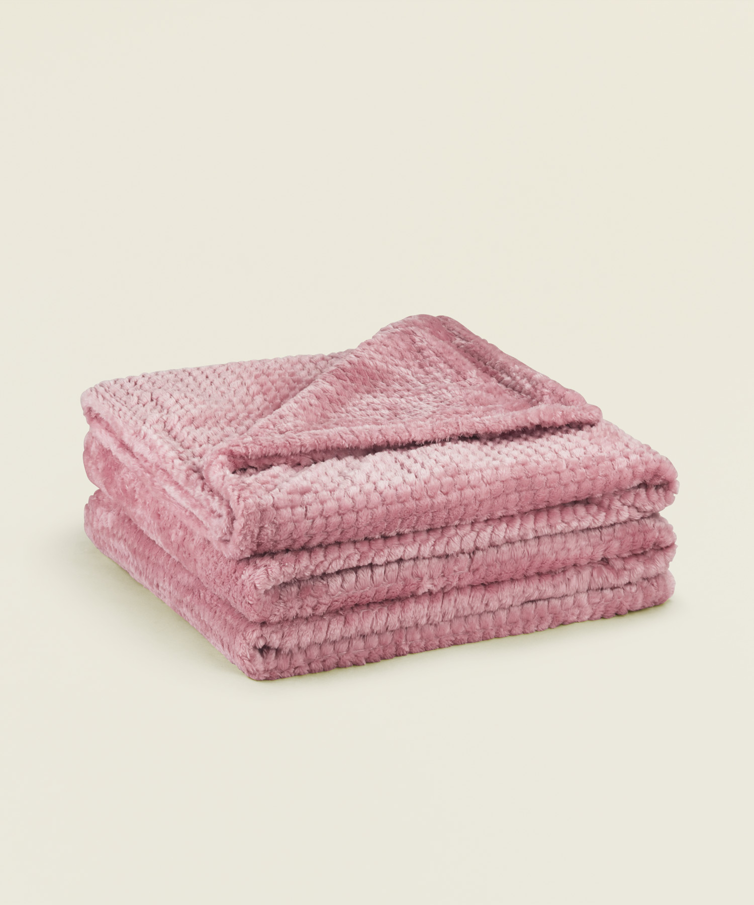 1400790 Κουβέρτα flannel μαλακή διπλή 200×220 εκ. με σχέδιο honeycomb σε ροζ χρώμα - Image 1