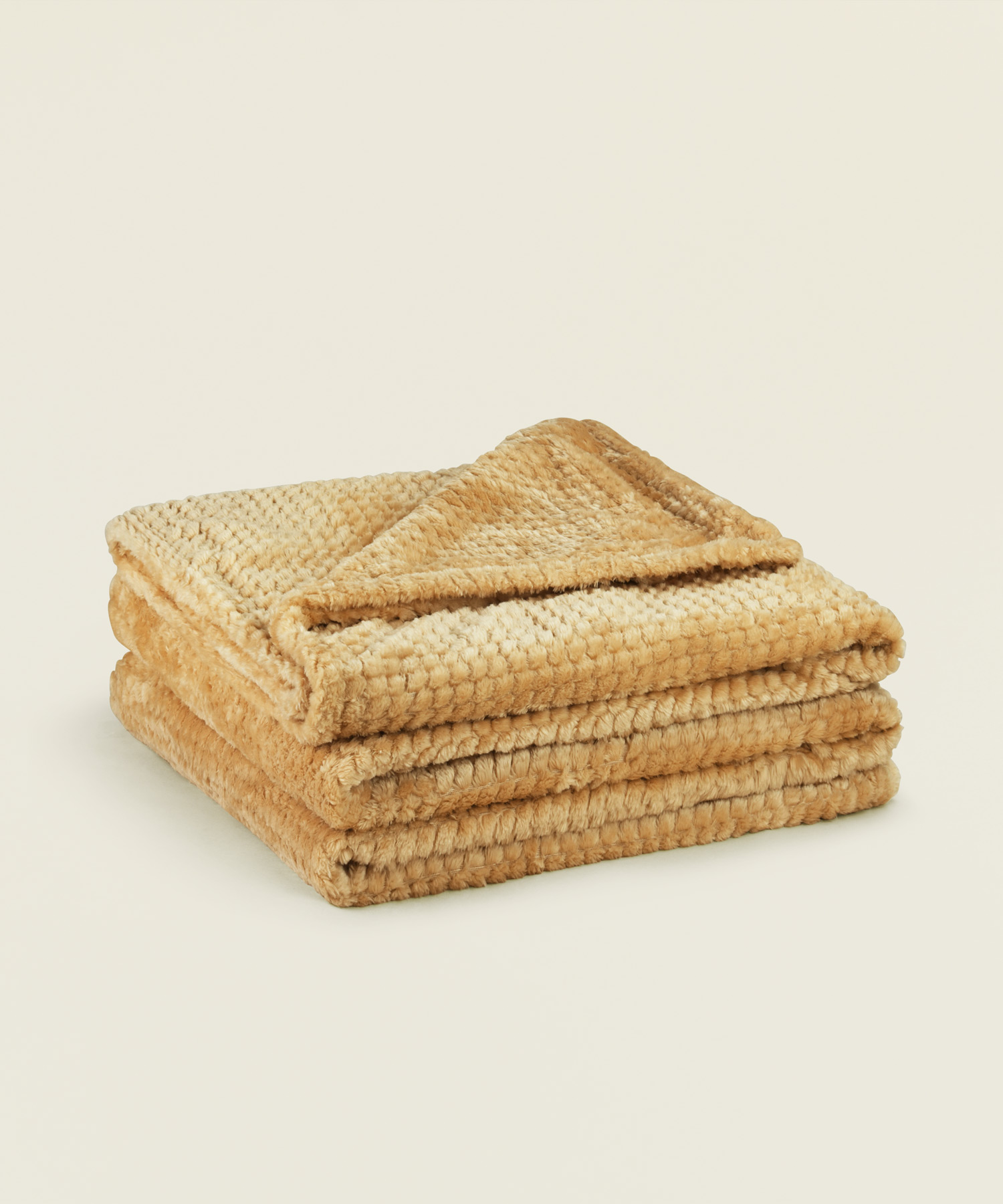 1400792 Κουβέρτα flannel μαλακή διπλή 200×220 εκ. με σχέδιο honeycomb σε κίτρινο χρώμα - Image 1