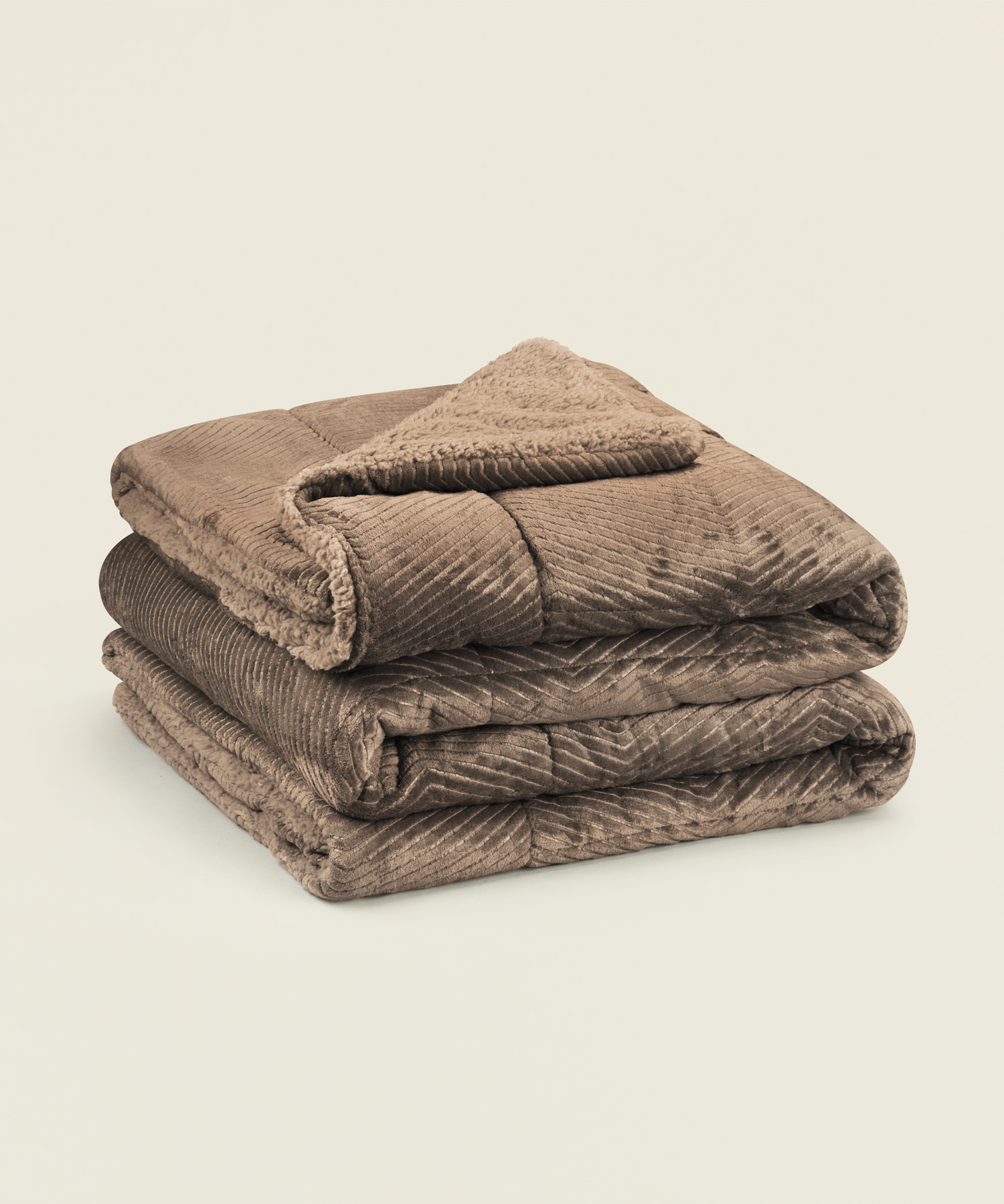 Κουβερτοπάπλωμα Arrow διπλής όψης flannel sherpa μονό 160Χ230εκ. σε χρώμα σκούρο μπεζ - Image 1