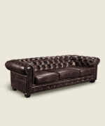Καναπές Camden Chesterfield τετραθέσιος δερμάτινος σε καφέ χρώμα