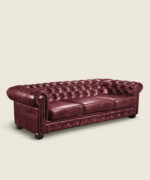 Καναπές Camden Chesterfield τετραθέσιος δερμάτινος σε κόκκινο χρώμα