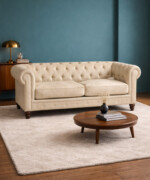 Καναπές Brook Chesterfield διθέσιος υφασμάτινος σε μπεζ χρώμα - Image 2