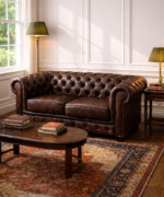 Καναπές Camden Chesterfield διθέσιος δερμάτινος σε καφέ χρώμα - Image 2