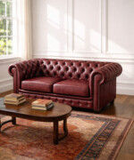 Καναπές Camden Chesterfield διθέσιος δερμάτινος σε κόκκινο χρώμα - Image 2
